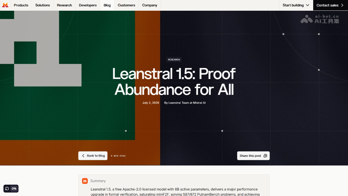 Leanstral 1.5 – Mistral AI 开源的形式化验证大模型封面图