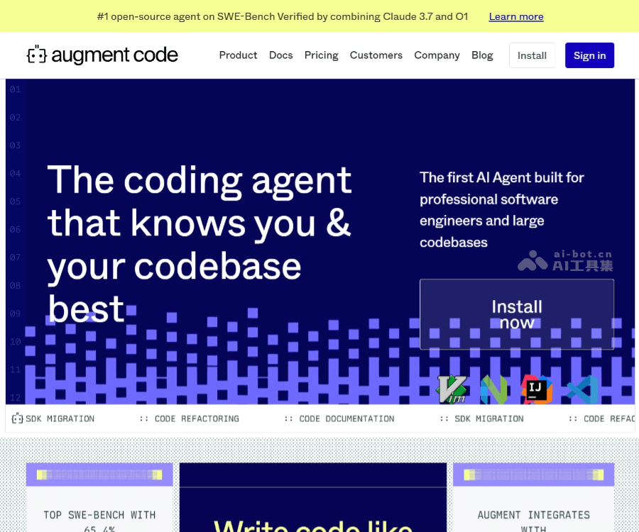 Augment Code 页面预览