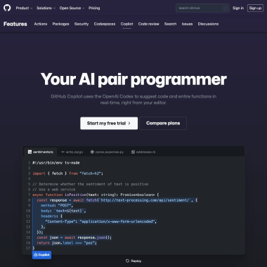 GitHub Copilot 页面预览