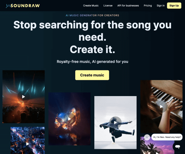 Soundraw 页面预览