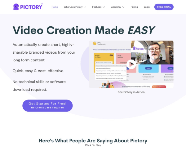 Pictory 页面预览
