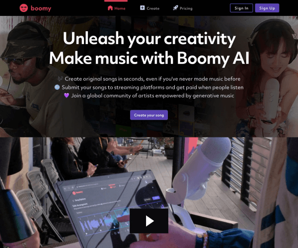 Boomy 页面预览