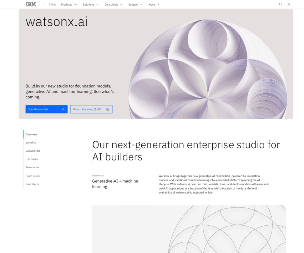 Watsonx.ai 页面预览