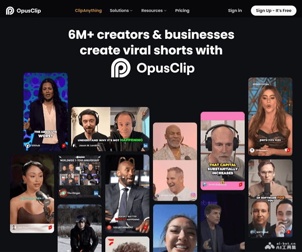 Opus Clip 页面预览
