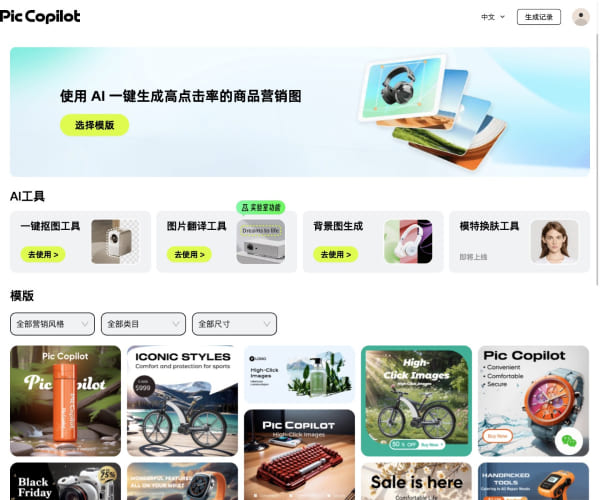Pic Copilot 页面预览