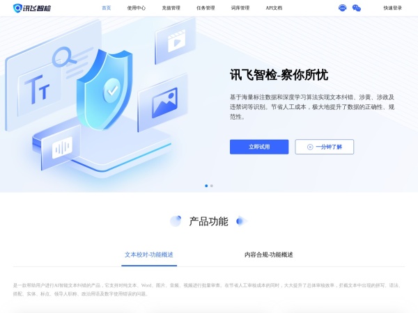 讯飞智检 页面预览