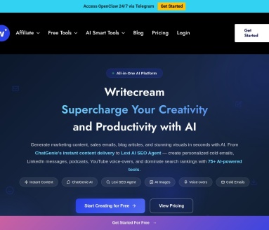 Writecream AI Content Detector 页面预览