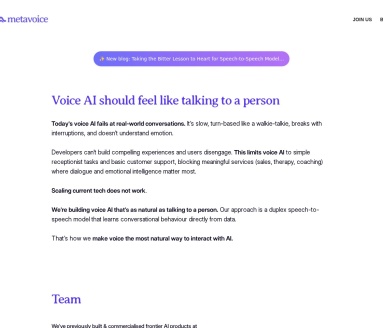 MetaVoice 页面预览