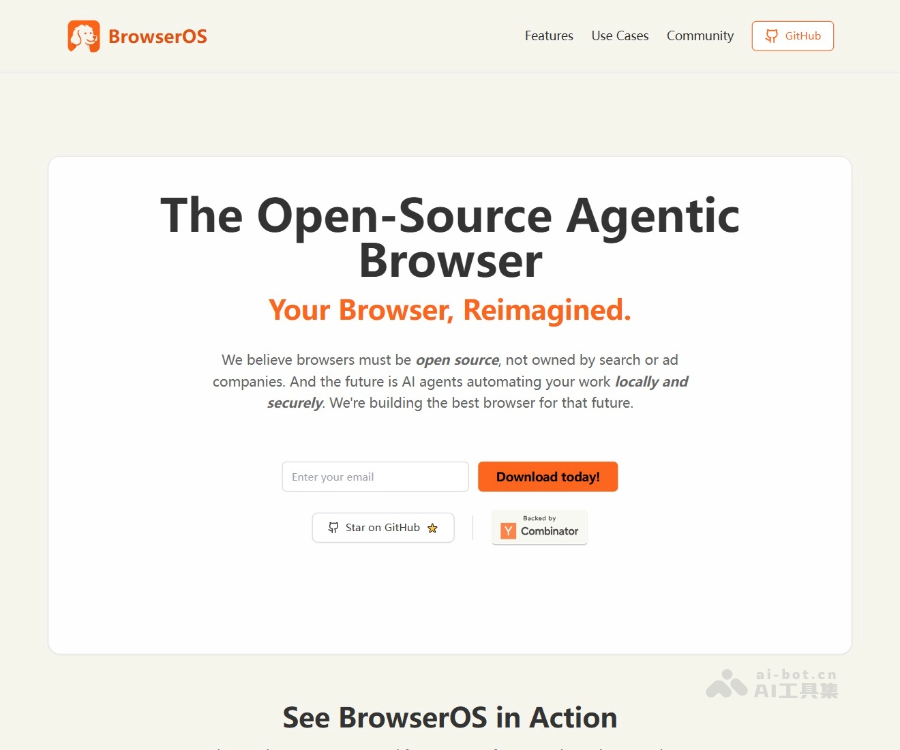 BrowserOS 页面预览