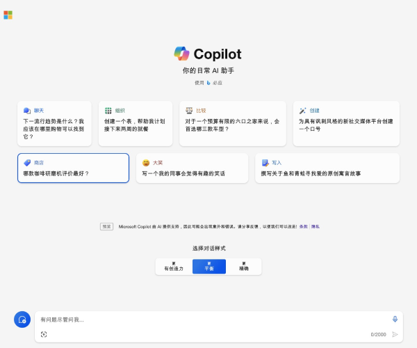 Copilot 页面预览
