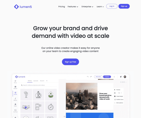 Lumen5 页面预览
